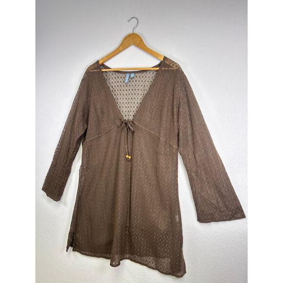 St. Johns Bay brown mesh swimsuit, cover up XL pool beach summer.  - Picture 2 of 10